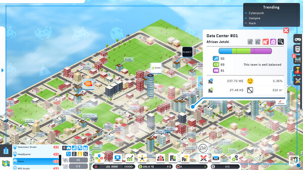 Игра City Game Studio: a tycoon about game dev, скриншот
