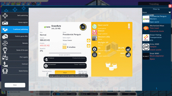Игра City Game Studio: a tycoon about game dev, скриншот