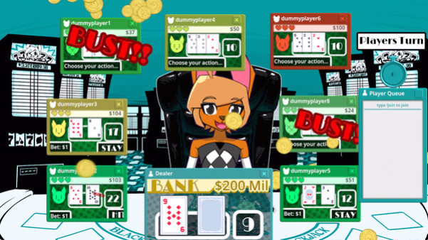 Игра Cole Dingo's Vtuber Blackjack, скриншот