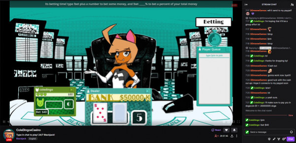Игра Cole Dingo's Vtuber Blackjack, скриншот