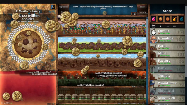 Игра Cookie Clicker, скриншот
