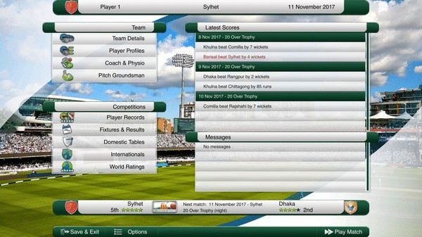 Игра Cricket Captain 2017, скриншот