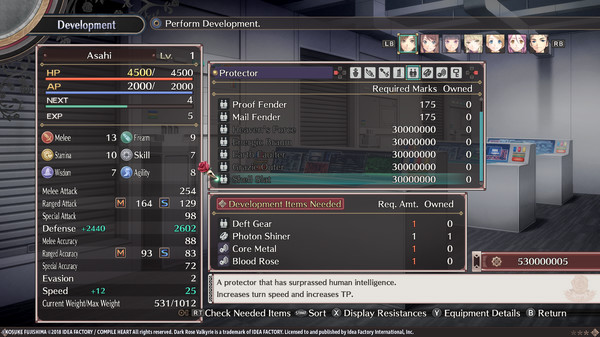 Игра Dark Rose Valkyrie: Extra Equipment Set, скриншот