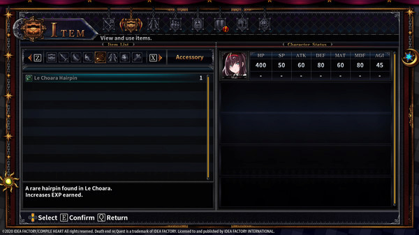 Игра Death end re;Quest 2 - EXP Booster Equipment, скриншот