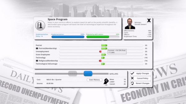 Игра Democracy 3, скриншот
