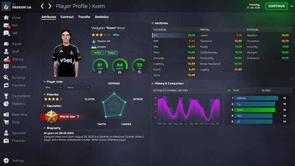 Игра Esports Manager 2026, скриншот