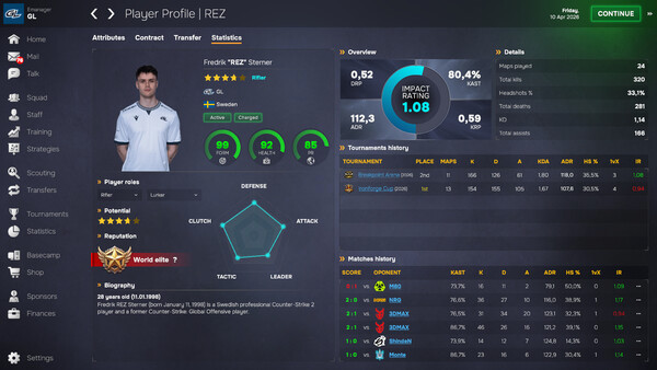 Игра Esports Manager 2026, скриншот
