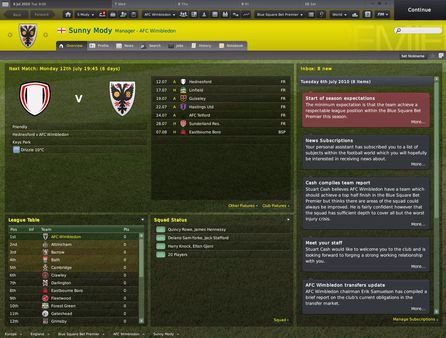 Игра Football Manager 2011, скриншот
