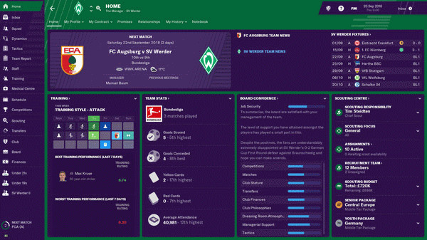 Игра Football Manager 2019, скриншот