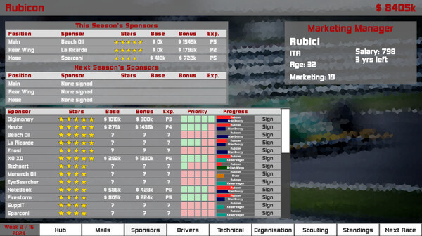 Игра Formula Racing Manager, скриншот