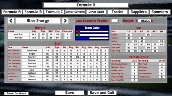 Игра Formula Racing Manager, скриншот