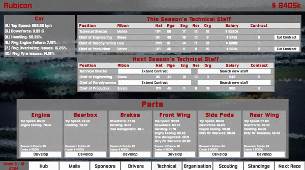 Игра Formula Racing Manager, скриншот