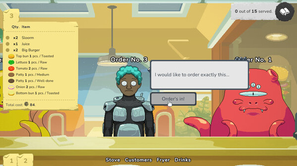 Игра Galaxy Burger, скриншот