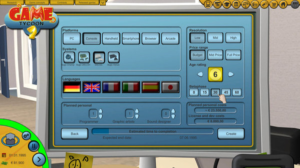 Игра Game Tycoon 2, скриншот