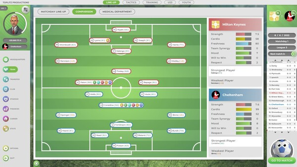 Игра GOAL! The Club Manager, скриншот