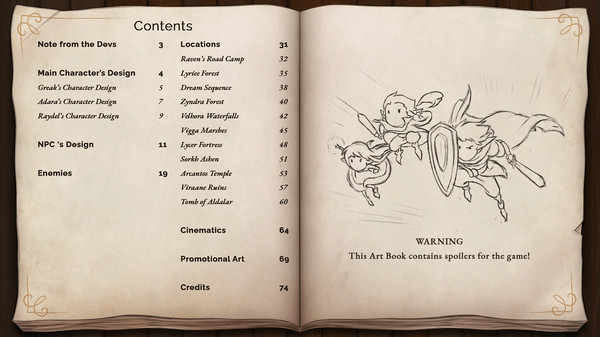 Игра Greak: Memories of Azur - Digital Artbook, скриншот