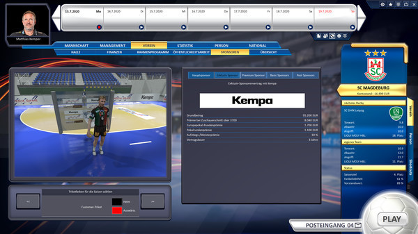Игра Handball Manager 2021, скриншот