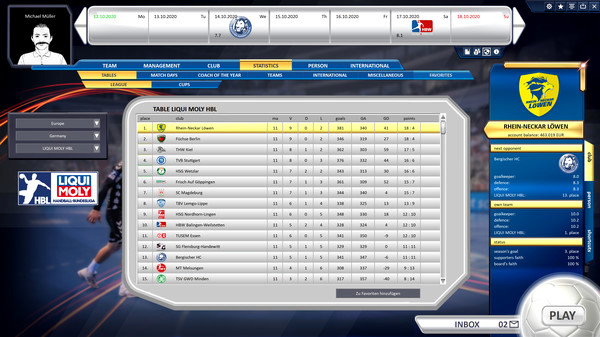 Игра Handball Manager 2021, скриншот