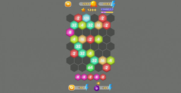 Игра HexaMerge 2048, скриншот