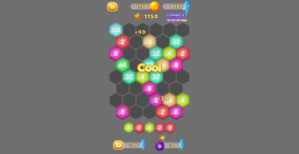 Игра HexaMerge 2048, скриншот