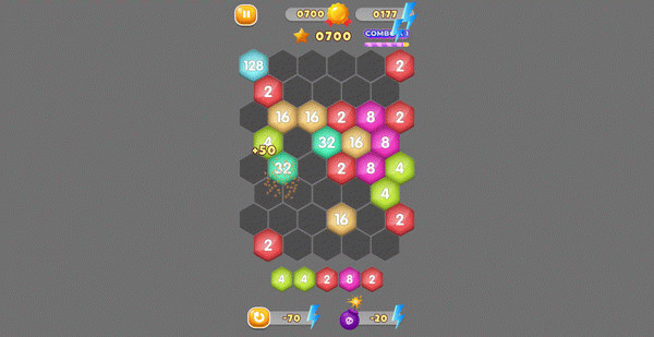 Игра HexaMerge 2048, скриншот