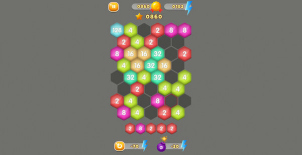 Игра HexaMerge 2048, скриншот