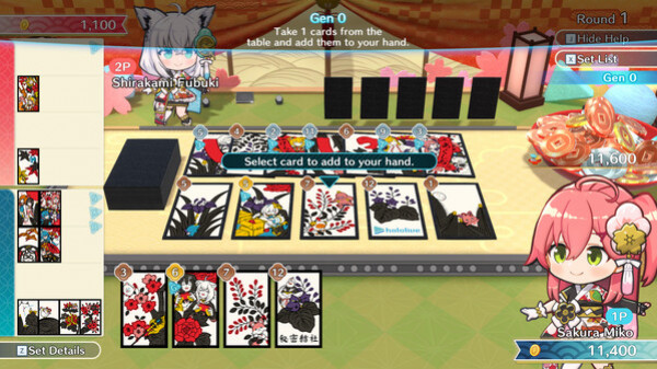 Игра hololive Holo's Hanafuda, скриншот