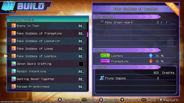 Игра Hyperdimension Neptunia Re;Birth3 Shares Quests, скриншот