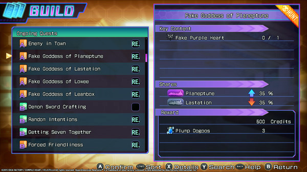Игра Hyperdimension Neptunia Re;Birth3 Shares Quests, скриншот