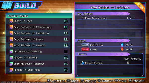 Игра Hyperdimension Neptunia Re;Birth3 Shares Quests, скриншот