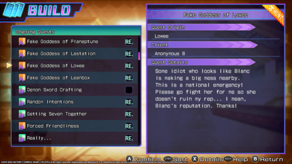 Игра Hyperdimension Neptunia Re;Birth3 Shares Quests, скриншот