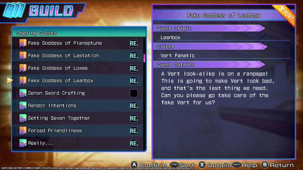 Игра Hyperdimension Neptunia Re;Birth3 Shares Quests, скриншот
