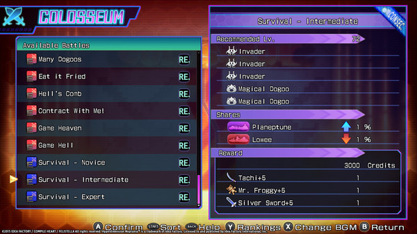 Игра Hyperdimension Neptunia Re;Birth3 Survival Mode, скриншот