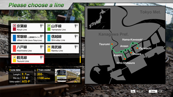 Игра JR EAST Train Simulator: Nambu Line (Kawasaki to Tachikawa) E233-8000 series Nambu Branchi Line (Hamakawasaki to Shitte) 205-1000 series Tsurumi Line (Tsurumi to Ogimachi,Okawa,Umi-Shibaura) 205-1100 series, скриншот