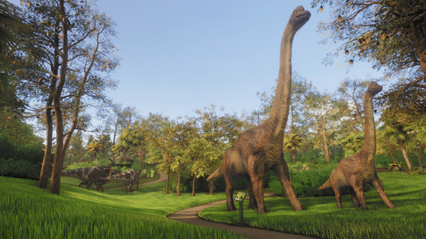 Игра Lawn Mowing Simulator - Dino Safari, скриншот