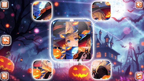 Игра Lovely Anime Puzzle: Halloween, скриншот