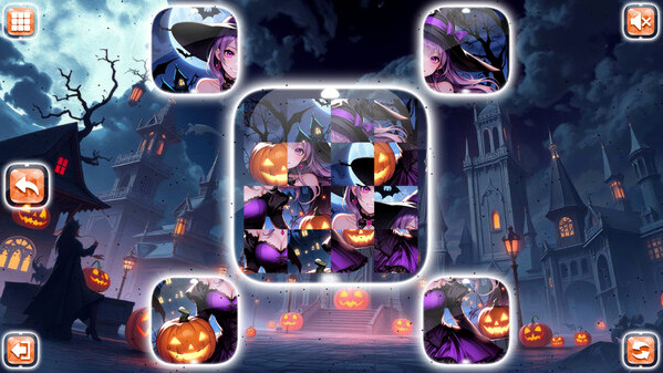 Игра Lovely Anime Puzzle: Halloween, скриншот