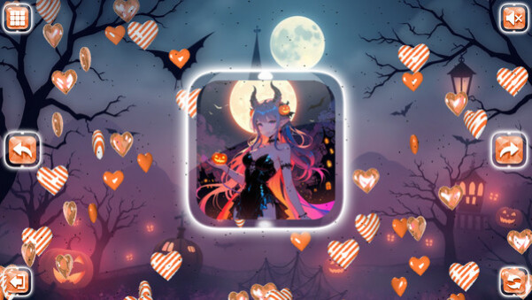 Игра Lovely Anime Puzzle: Halloween, скриншот