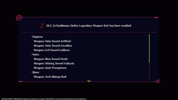 Игра Megadimension Neptunia VIIR - 4 Goddesses Online Legendary Weapon Set, скриншот