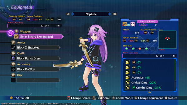 Игра 新次元遊戲 戰機少女ＶⅡＲ 四女神Ｏｎｌｉｎｅ 武士之魂 武器套組, скриншот