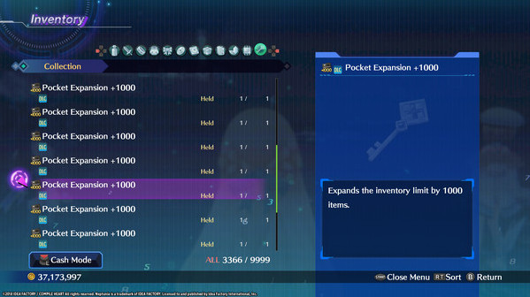 Игра Megadimension Neptunia VIIR - Inventory Expansion 3, скриншот