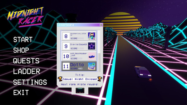 Игра Midnight Racer, скриншот