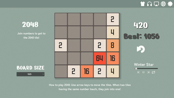 Игра Monotone 2048, скриншот