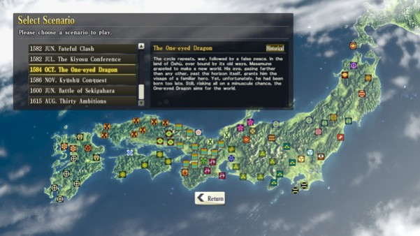 Игра NOBUNAGA'S AMBITION: SoI - Scenario 8 "The One-eyed Dragon", скриншот