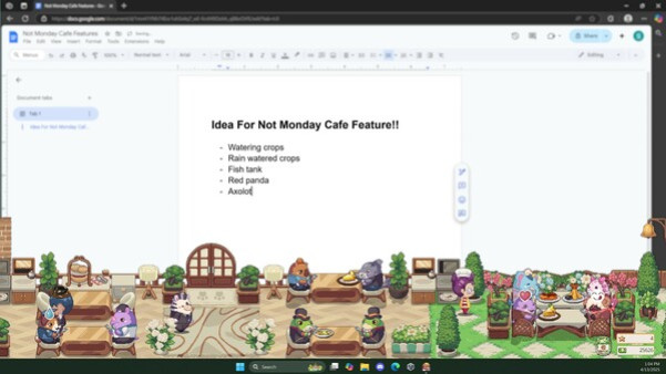 Игра Not Monday Cafe, скриншот