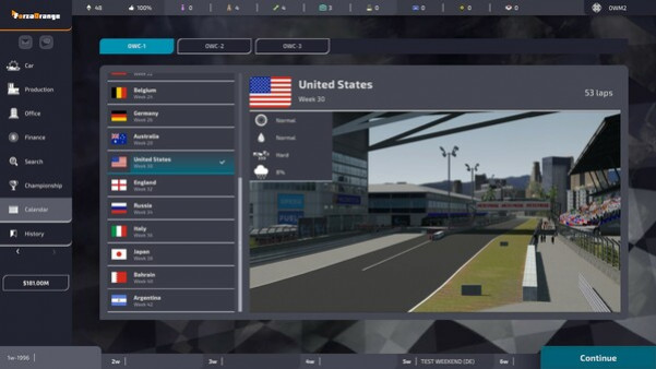 Игра Open Wheel Manager 2, скриншот