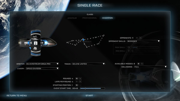 Игра Orbital Racer, скриншот