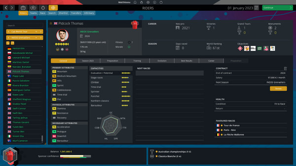 Игра Pro Cycling Manager 2023, скриншот
