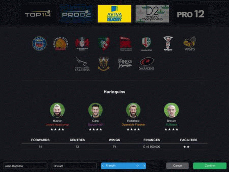 Игра Pro Rugby Manager 2015, скриншот