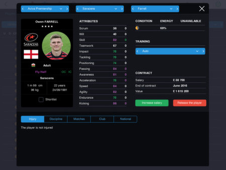 Игра Pro Rugby Manager 2015, скриншот